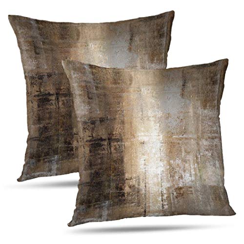 Taupe Abstract Art Artwork Pillow Cover, Gallery Modern Decorative Throw Pillows