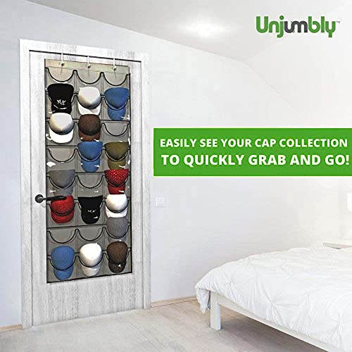 Baseball Hat Rack from Unjumbly, 24 Pocket Over-The-Door Cap Organizer