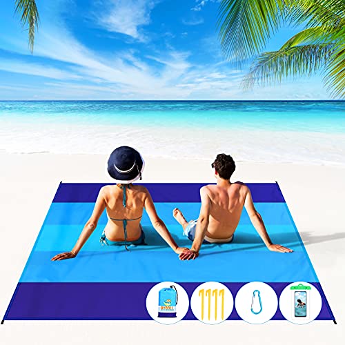 Beach Blanket 78''×81'' 4-7 Adults Oversized Lightweight Waterproof Sandproof Beach