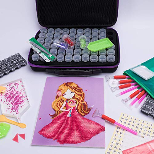 60 Slots Diamond Embroidery Box, 142pcs 5D Diamond Painting Accessories Kit