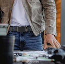 Ratchet Belt for men - Mens Belt Leather 1 3/8" for Casual Jeans - Micro Adjustable Belt