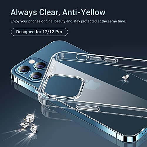 Crystal Clear Case Compatible with iPhone 12/12 Pro, Non-Yellowing Shockproof