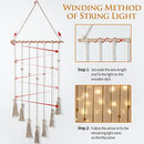 Hanging Photo Display Macrame Wall Hanging Photo Holder with 8 Modes USB Plug