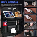 Car Back Seat Organizer PU Leather with Foldable Table Tray Car Organizer
