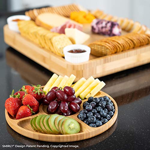 Smirly Cheese Board and Knife Set: 16 x 13 x 2 Inch Wood Charcuterie Platter