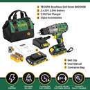 Cordless drill set, 20V Brushless Drill Driver Kit, 2x 2.0Ah Li-ion Batteries