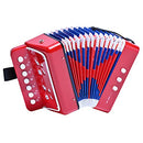 Kids Accordion 10 keys Button,Musical Instrument,Accordions Gift for Child Beginners (Red)