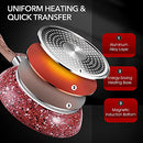 CSK 11” Red Granite Frying Pan with Lid-Classic Fry Pan with APEO & PFOA-Free