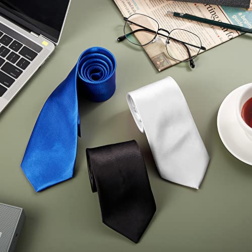 12 Pieces Solid Satin Ties Pure Color Ties Set