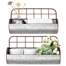 Farmhouse Galvanized Wall Basket Decor Bathroom Storage Bin Organizer Set of 2