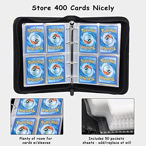 Binder for Pokemon Cards, 400 Card Binder Holder Book Album Folder with 50 Pages