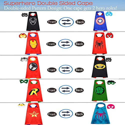 Superhero Capes Set Superhero Double Side Cape and Mask for Kids