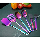 Kitchen Utensils Set, 6 Pieces Stainless Steel , Titanium Rainbow Plating