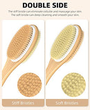 Shower Brush with Soft and Stiff Bristles, Bath Dual-Sided Long Handle