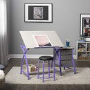 SD STUDIO DESIGNS 2 Piece Comet Craft Table | Angle Adjustable Top and Stool | Purple/Spatter Gray