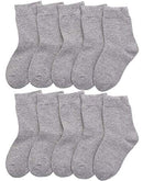 10 Pack Athletic Cotton Basic Crew Socks Autumn School Uniform Casual Sports,Plain Grey