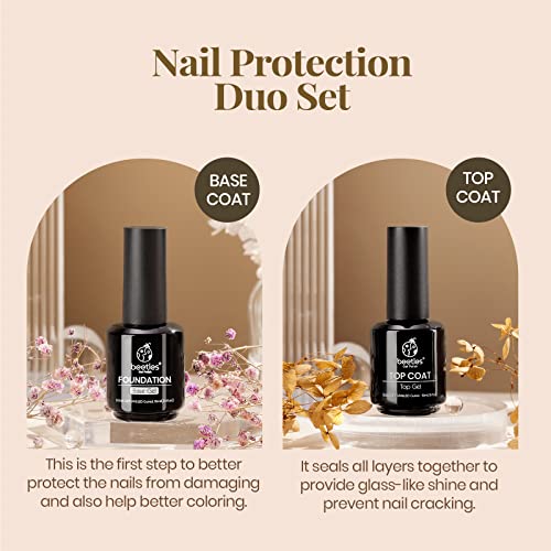 2 Pcs 15ml No Wipe Gel Top Coat and Base Coat Set