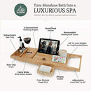 Pristine Bamboo Bath Caddy Tray for Tub-with iPad iPhone Book / Wine Glass Holder