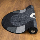 Laundry Collection Checkered Border Non-Slip Rubber Back Runner Rug,