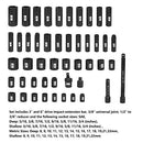 48 Pcs 3/8” Drive Impact Socket Set (5/16 inch to 3/4 inch and 8-22mm),6-Point,CR-V