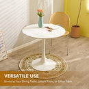 Modern Round Dining Table, 32 Inch Tulip Kitchen Table with MDF Top and Steel Pedestal