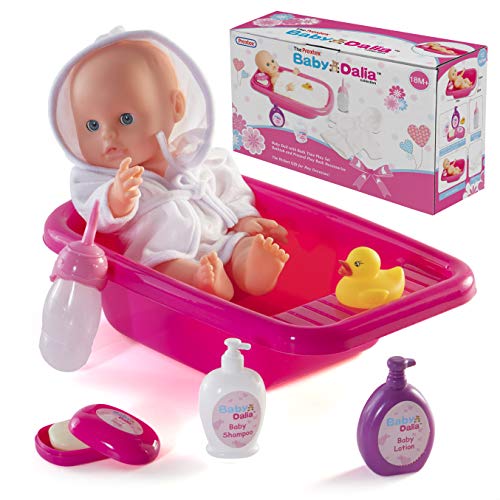 8 Piece Doll Bath Set with Doll, Crib-Shaped Bathtub, Robe and Bath Toys Accessories