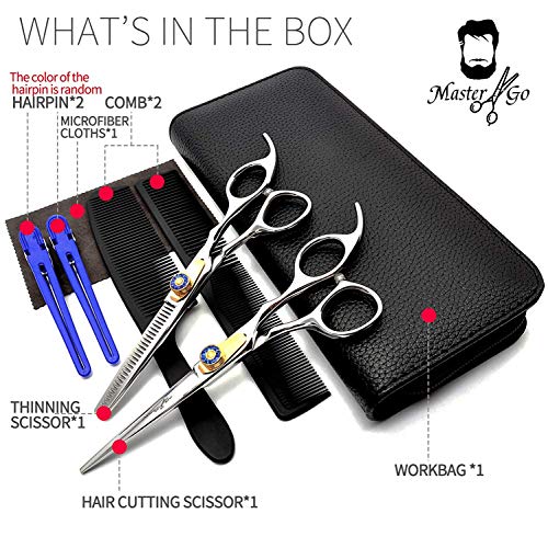 Hair Cutting Scissors Set,MASTER GO Professional Stainless Steel, 8 Pcs