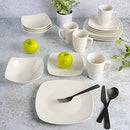 lZen Buffet Porcelain Dinnerware Set, Service for 4 (16pcs), White (Square)