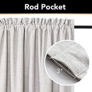 Linen Blackout Curtains 96 Inch Long 2 Panels Set, Clip Rings/Rod Pocket Blackout Curtains