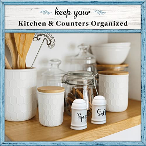 Salt and Pepper Shakers set Farmhouse Kitchen Decor Ceramic Salt Shaker -White