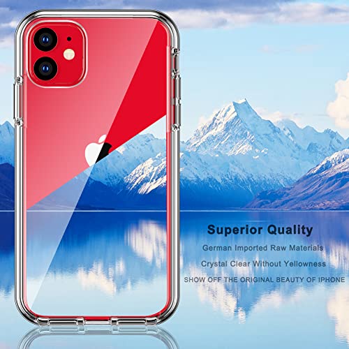 Compatible with iPhone 11 Case, and [2 x Tempered Glass Screen Protector] for Clear 360 Full Body Coverage