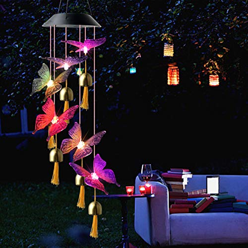 Black Color Butterfly Bell solar butterfly wind chimes butterfly gifts