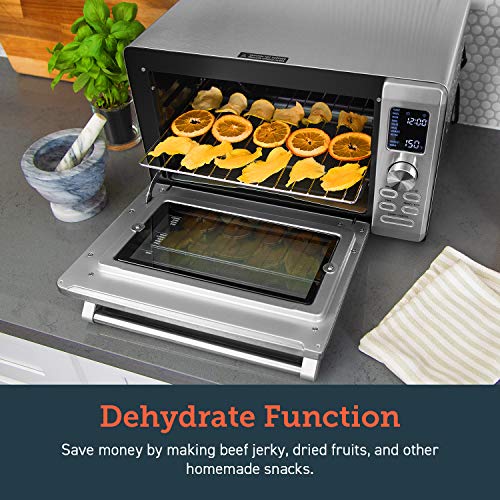 11-in-1 Toaster Combo, Convection Countertop Oven with Rotisserie, Dehydrator & Pizza, 100 Recipes & 6 Accessories, 25L, Silver