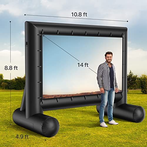 Outdoor Inflatable Projector Screen 14 Feet Blow up Movie Screen with Fast Low-Noise Air Blower