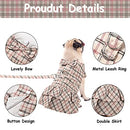 Frienda 2 Pieces Pet Dog Dresses Puppy Skirt with Leash Dog Plaid Dresses
