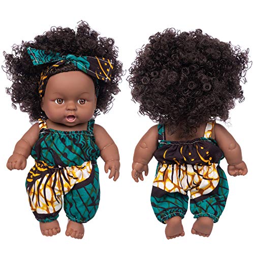 2 Pcs 8 Inch Black Baby Doll African Washable Realistic Silicone Baby Dolls