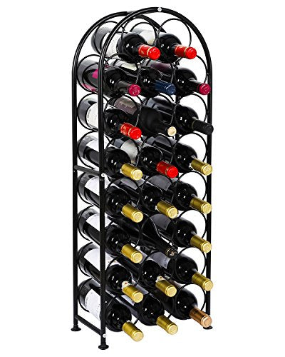 23 Bottles Arched Freestanding Floor Metal Wine Rack Wine Bottle Holders Stands, Black