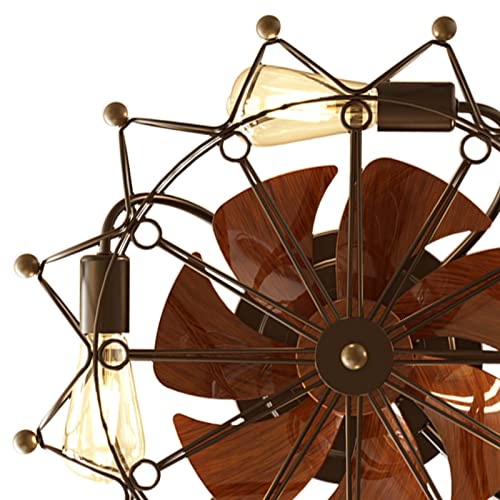 Caged Ceiling Fans with Lights and Remote Contral, Flush Mount Ceiling Fan with Light