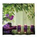 Allenjoy 72x72 inch Spa Shower Curtain Set with 12 Hooks Green Purple Aromatic Candles and Orchids Blooms Stones Bathroom Curtain Durable Waterproof Fabric Bathtub Sets Home Decor