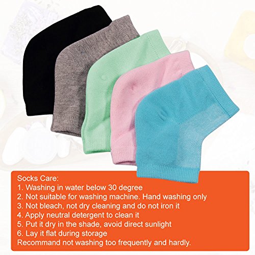 5 Pairs Moisturizing Gel Heel Socks Open Toe Socks