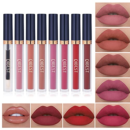 7Pcs Matte Liquid Lipstick + 1Pcs Lip Plumper Makeup Set Kit, Long Lasting Waterproof