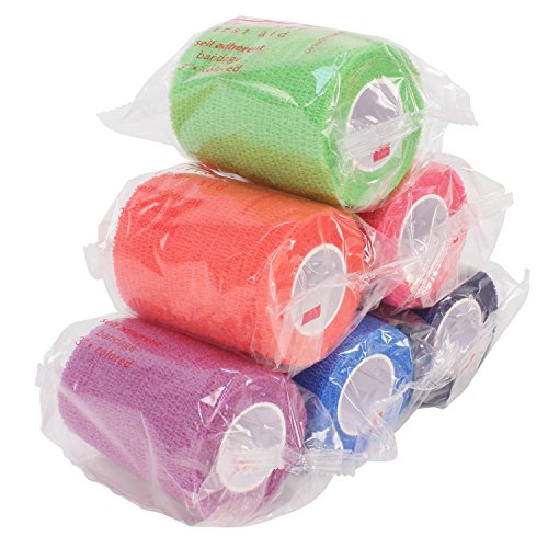 Self Adherent Cohesive Bandages 3" x 5 Yards - 6 Count, Rainbow Colors