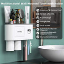 Toothbrush Holder Wall Mounted, Automatic Toothpaste Dispenser Squeezer Kit -Magnetic