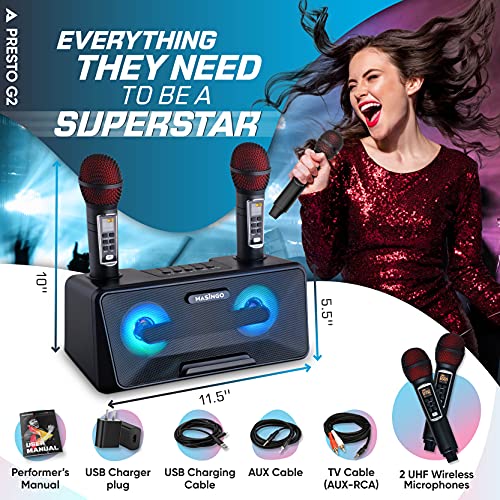 Karaoke Machine for Adults and Kids W/Portable Bluetooth Speakers, 2 Wireless Mic