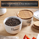 Salt and Pepper Bowls, 10 oz Salt Cellar with Lid, Stacked Ceramic Container, Salt Box