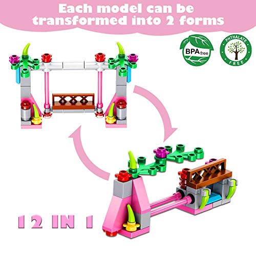 Girls Building Blocks Set Toy, 568 pcs Princess Castle Toys | 25 in 1 Models Pink Palace