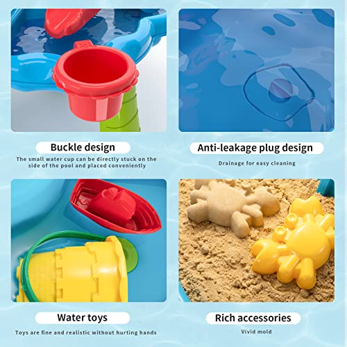 3-in-1 Sand Water Table, 28PCS Kids Beach Summer Toys Sandbox Table