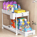Under Sink Organizer, Sliding Cabinet Basket Organizer 2 Tier Under Bathroom Storage
