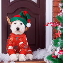 Christmas Dog Pajamas 3 Pieces Pet Clothes Costume Xmas Apparel Jumpsuit Puppy Christmas Pajamas for Pet Holiday Decorations (Classic Pattern,L)