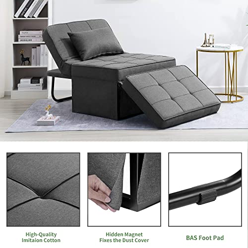 Sofa Bed, 4 in 1 Multi-Function Folding Ottoman Breathable Linen Couch Bed